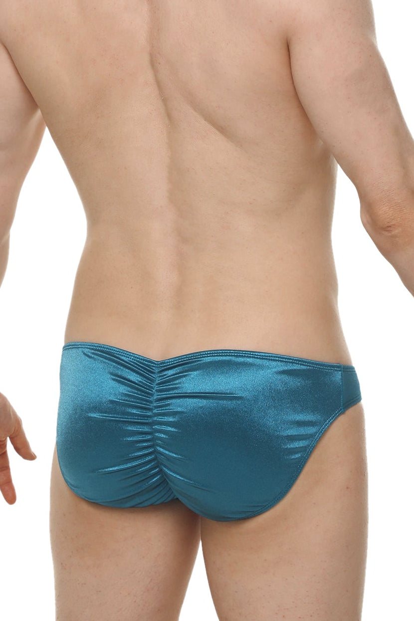 Bikini Murlin Satin Teal - PetitQ Underwear - Lingerie masculine sexy et sous-vêtements pour homme originaux