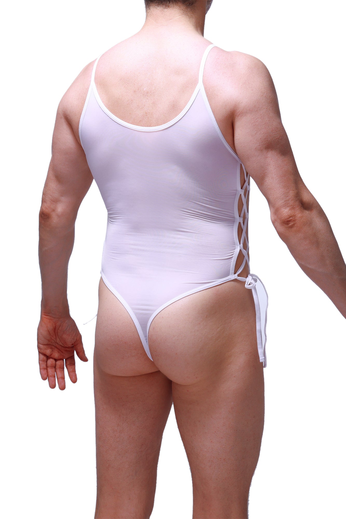 Plum White Lace-Up Body