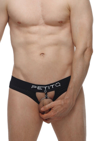 String Hole Cockring Bee Noir - PetitQ Underwear - Lingerie masculine sexy et sous-vêtements pour homme originaux