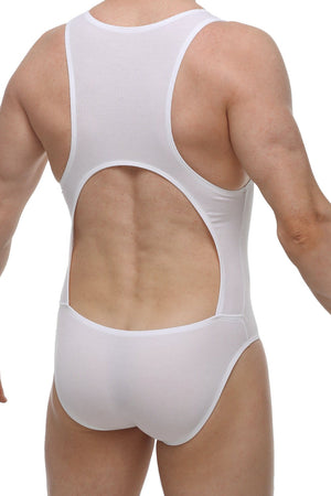 Bodyslip Open Blanc - PetitQ Underwear - Lingerie masculine sexy et sous-vêtements pour homme originaux