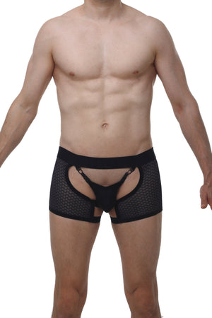 Boxer Garter Angy Macra Noir - PetitQ Underwear - Lingerie masculine sexy et sous-vêtements pour homme originaux
