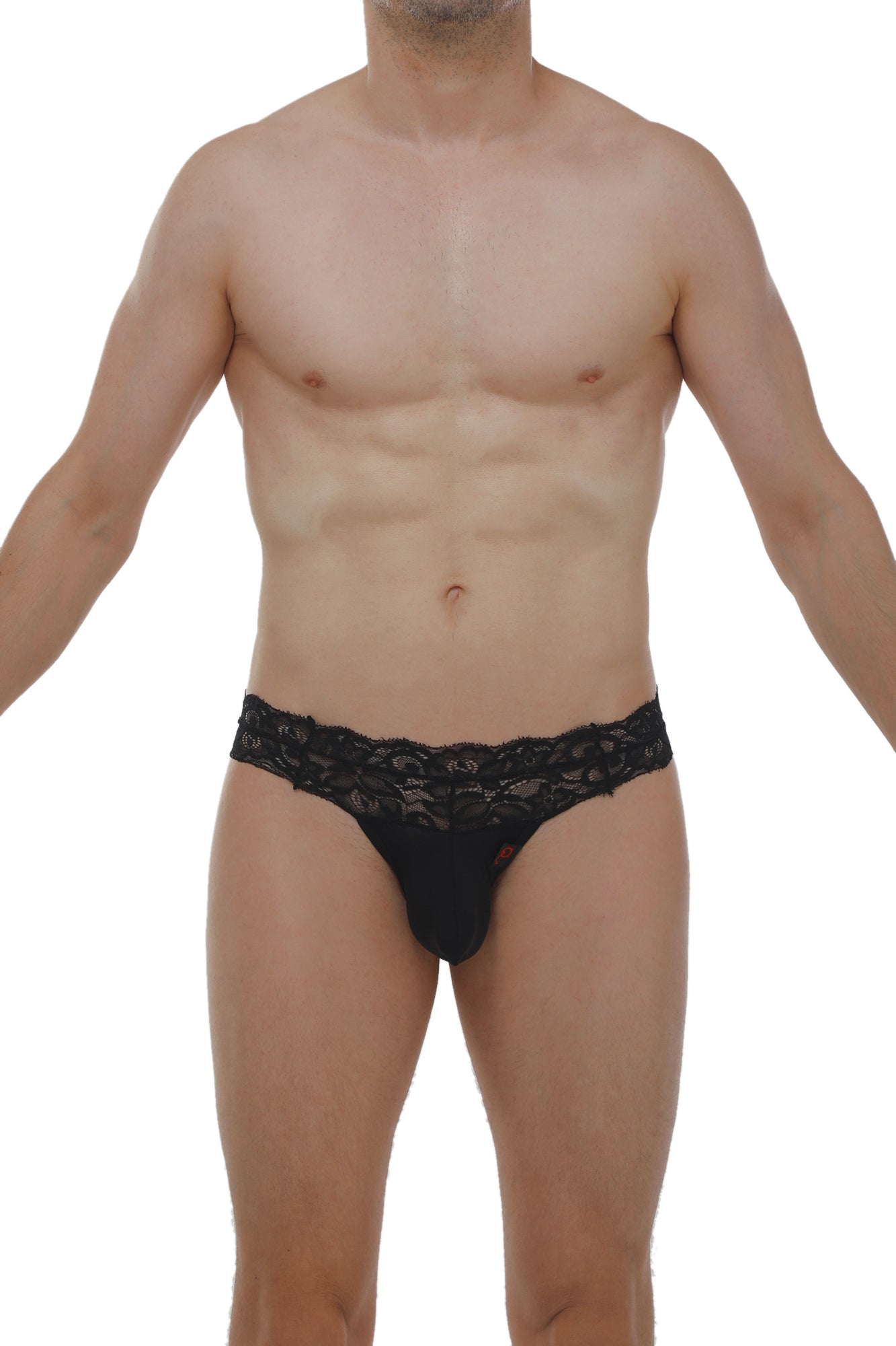 Black Plessis Lace Thong